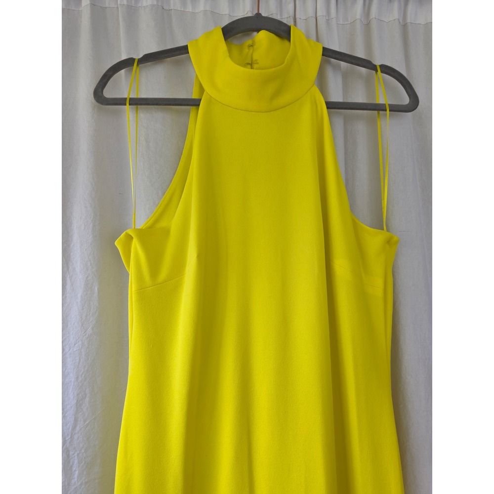 New! Belle Badgley Mischka Yellow Halter Neck Maxi Dress Size 12 Formal gown - Picture 4 of 11